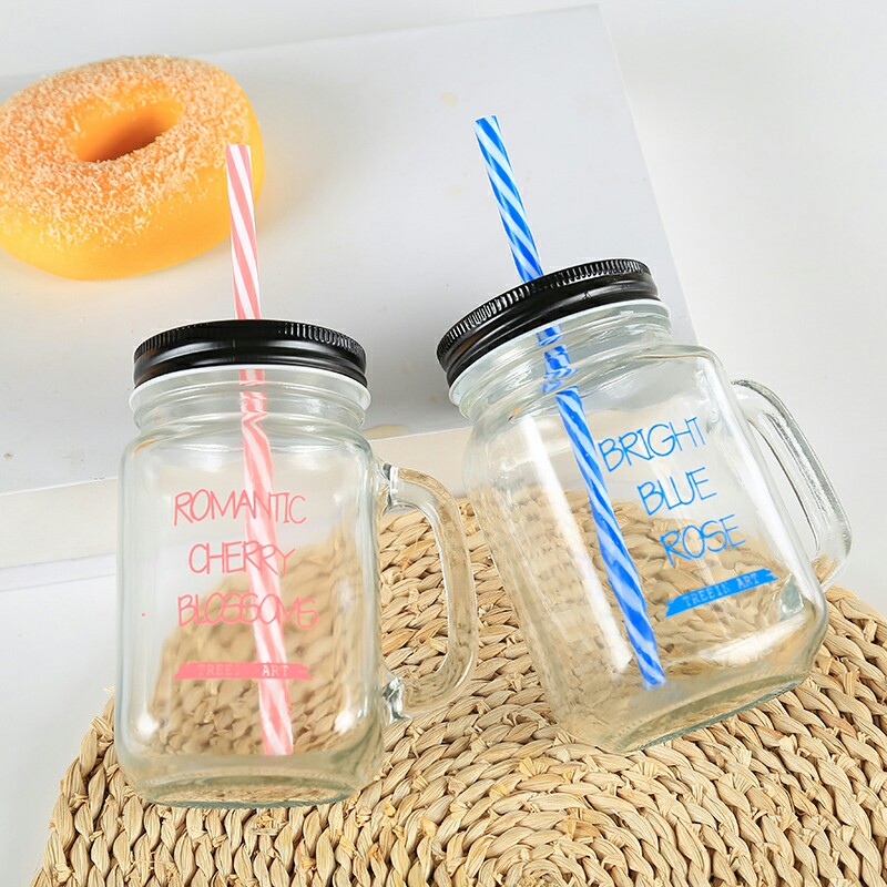 16oz glass mason jars with straw lid,glass jars