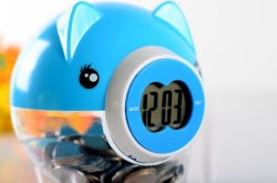 Plastic Pig Money Box with Electronic Clock