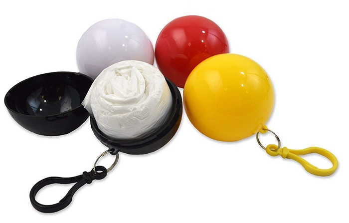 PE Disposable Poncho Ball With Keychina For Promotion Gifts