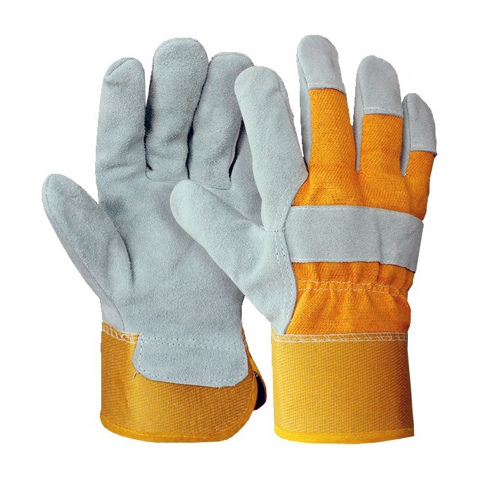 Yellow Cowhide Leather Work Gloves Welding Gloves for Driving and Construction