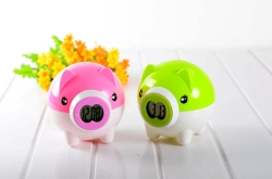 Plastic Pig Money Box with Electronic Clock