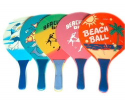 Promotional Sport Wooden Beach Paddle Colorized Beach Racket Set With Ball