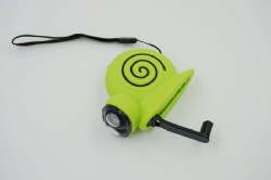 Hand powered flashlight in Snail shape with rope